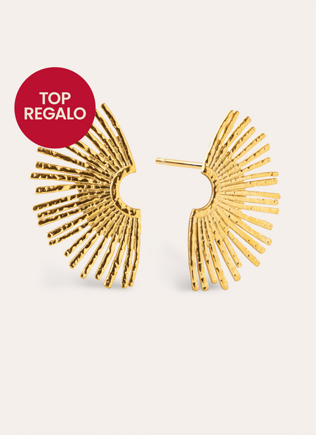 Pendientes de oro que simulan los rayos del sol